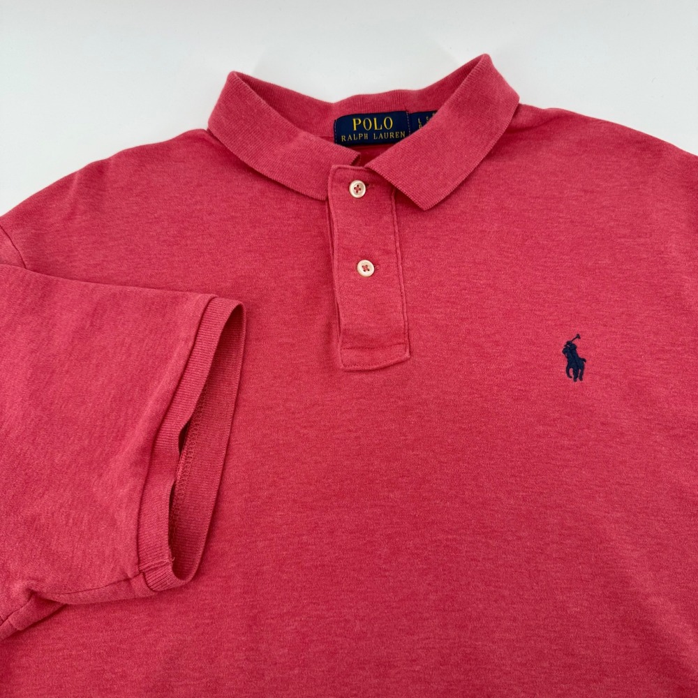 Polo Ralph Lauren Mens Large Pink Heather Short Sleeve Pony Logo Polo Shirt
